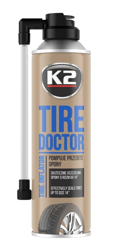 K2 Sprej emergjent për fryrje dhe mbyllje të gomave – TIRE DOKTOR 400ml-1