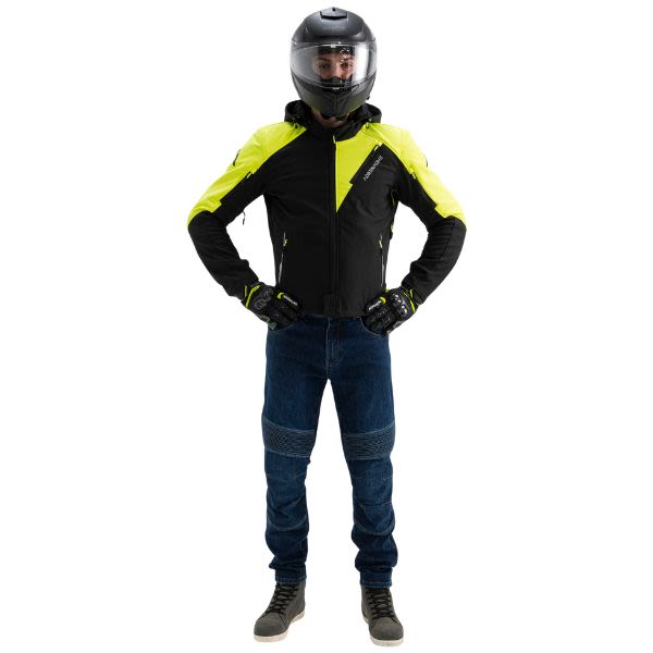 Xhaketë turistike motoçiklete ADRENALINE FREEDOM PPE, ngjyrë e zezë / e verdhë fluoreshente, madhësia 2XL
